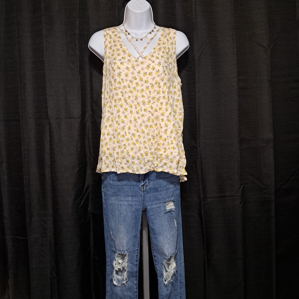 Lemons & Floral Sleeveless Top